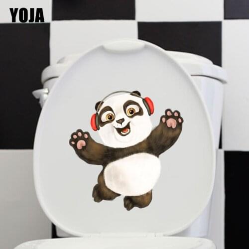 YOJA 22X23.3CM Modern Wall Sticker BedRoom Home Decor Toilet Decal Panda Listening To Music T3-1128