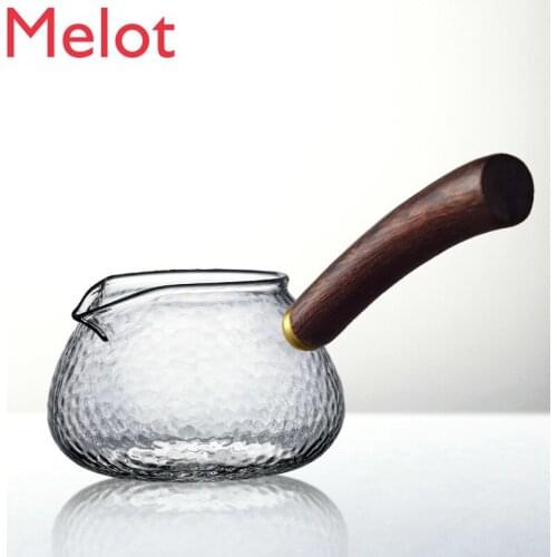 Tone Glass Cup Japanese Tea Props Wooden Handle Heat-Resistant Pitcher Side Handle Tea Pot Tea Pitcher Water Bottle Drinking