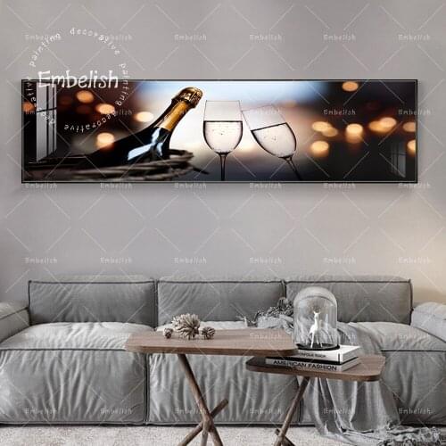 Embelish Champagne And Wine Glass Modern Fashion Artworks For Kitchen Decor HD Spray On Canvas Paintings Restaurant Wall Picture