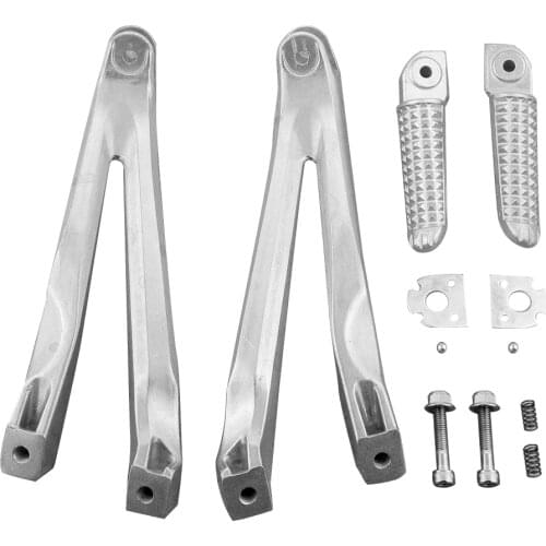 1Pair Aluminum Motorcycle Rear Passenger Foot Pegs Footrest Rests Brackets Kit for YAMAHA YZF R1 YZFR1 2004 2005 2006 2007 2008