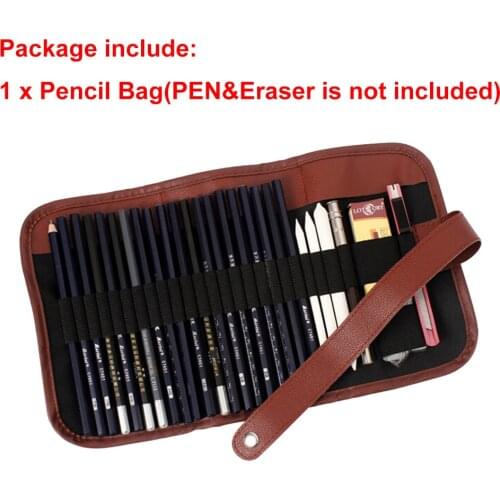 24 Pencil Case brush pen pouch for artist students office school bag Retro Canvas Artists holes roll 1PCS