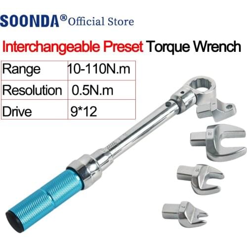 10-110N.m Interchangeable Preset Torque Wrench Drive 9*12