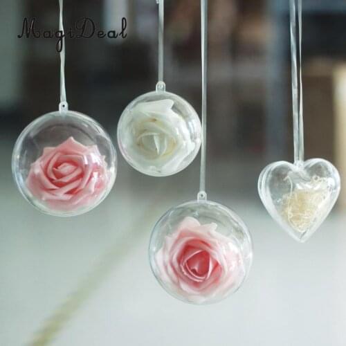 MagiDeal Lovely 10Pcs/Lot Clear Plastic Ball & Ribbons DIY Christmas Tree Hanging Bauble Decor 50mm for Festive Wedding Supplies