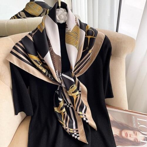 2021 Fashion Handkerchief Neck Scarf For Women Shawl Silk Hair Scarfs Female Square Bandana Scarves Brand Kerchief for Ladies