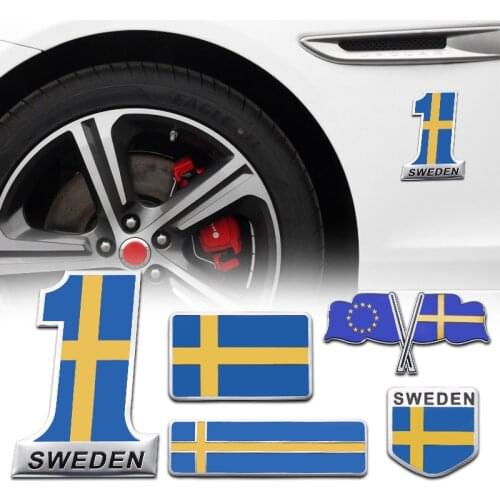 3D Aluminum Metal Sweden Logo Car Stickers Emblem Badge Tail Decal Car Styling For Volvo V40 V60 V70 S60 S60L S70 S90 XC40 XC60