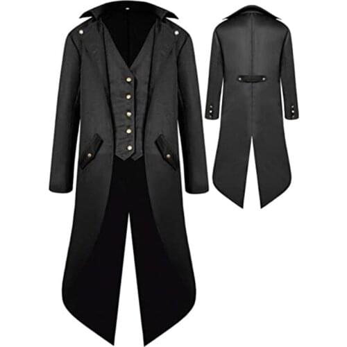 4XL PlusSize Boys Medieval Tailcoat Jacket Halloween Costumes Gothic Steampunk Vintage Victorian Frock High Collar Uniform Coat