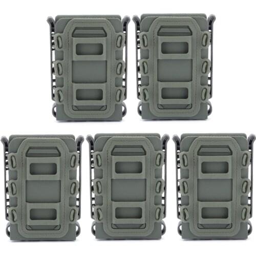 5pcs/Set WST TPR Flexible Ar15 M4 5.56 7.62 Mag Pouch Molle Fastmag For Nerf Modified Accessories - Olive Green