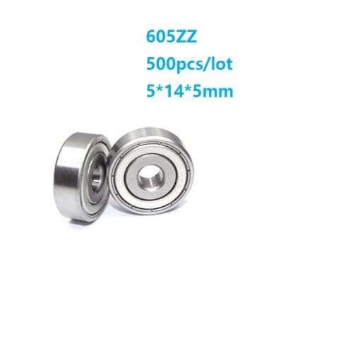 500pcs/lot 605ZZ 605Z 605 Z ZZ bearing 5x14x5mm Double metal cover Deep Groove Ball bearing Mini 5*14*5mm for 3D printer parts