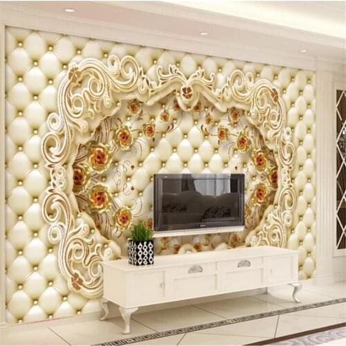 Beibehang Custom wallpaper 3d murals gold rose luxury soft package TV sofa background wall painting papel de parede 3d wallpaper