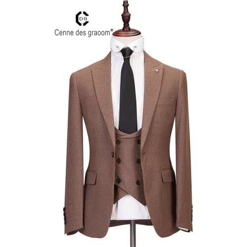2020 Cenne Des Graoom New Men Suit Costume 3 Pieces Tailor-Made Suits Formal High Quality For Business Work Wedding Party DG-TOP