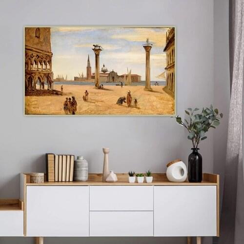 Citon Jean Baptiste Camille Corot《Venice,the Piazzetta》Canvas Oil painting Artwork Picture Background Wall Decor Home Decoration