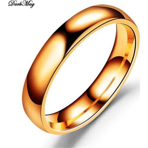 DarkMag High quality Simple Round Men Rings female Rose Gold color wedding rings for women Lovers fashion Jewelry Gift