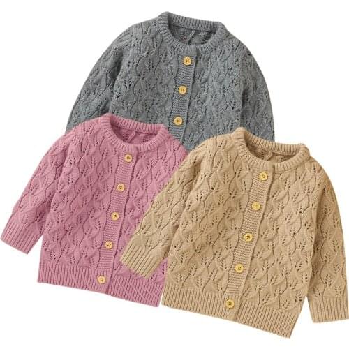 Kids Cardigan Solid Color Hollow Out Long Sleeve Newborn Baby Girls Knitting Cardigan Spring Autumn Toddler Baby Girl Sweaters