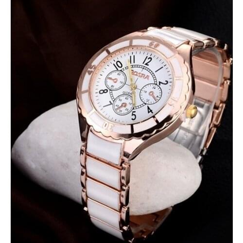 Elegant Relogio Feminino Women Watch Stainless Steel Round Dial Quartz Sport Watches Fashion White Face Luxury Style Clock