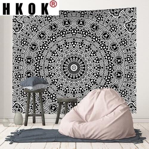 HKOK Mandala Indian Bohemian Tapestry Hanging Covering Rugs Background Cloth Beach Mat Blanket Art Bedroom Living Room Home Deco