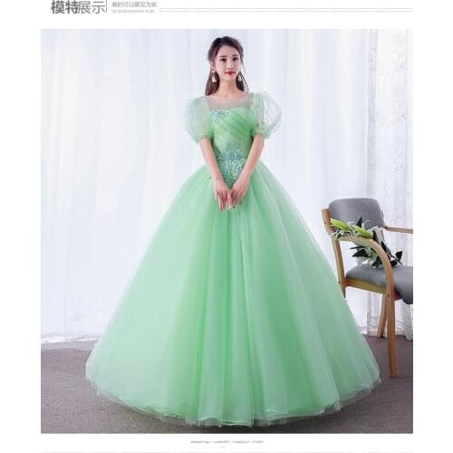 Freeship bubble sleeve embroidery carnival ball gown medieval dress Renaissance queen Victorian cosplay ball gown Belle Ball