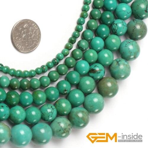 Round Green Old Turquoises Beads For Jewelry Making Strand 15" DIY Bracelet Necklace Jewelry Loose Bead 6mm 8mm 10mm 12mm 14mm