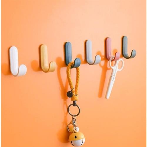 4pcs/set Towel Hooks Plastic Door Hangers Self Adhesive Wall Hangers Hat Racks Keys Hanger Home Decor
