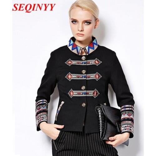 Short Jacket Autumn Winter 2015 Fashion Daily New Womens Elegant 9 Point Sleeve Plus Size Bohemia Embroidery Jacket