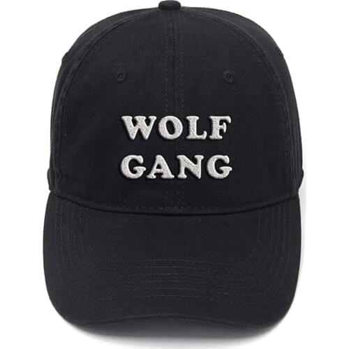 Lyprerazy Wolf Gang Washed Cotton Adjustable Men Women Unisex Hip Hop Cool Flock Printing Baseball Cap