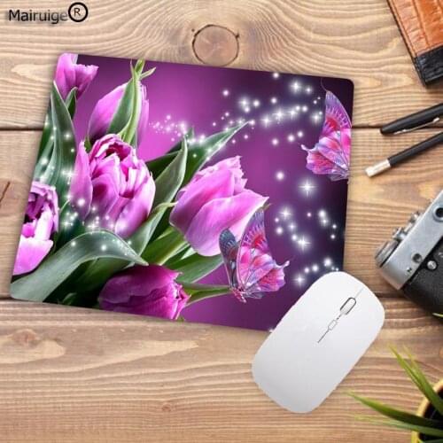 Mairuige New arrival Butterfly Kiss Flower Mouse Pad Background DIY Printing Durable Gaming Computer Mouse Mat Lock Edge Pads