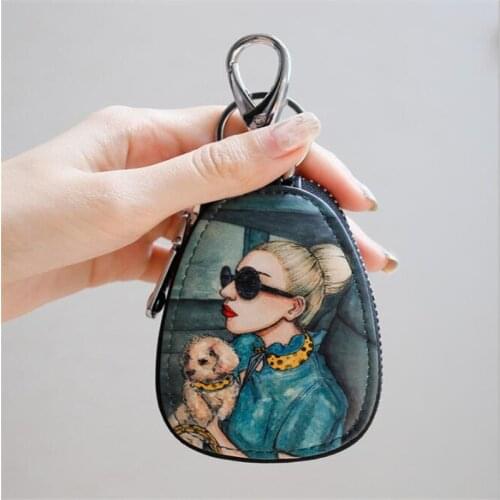 Fashion Key Bag Cartoon Women Girl Students Leather Key Wallets Key Case For Car Key Chains Cover New Lovely Zipper Key Holder