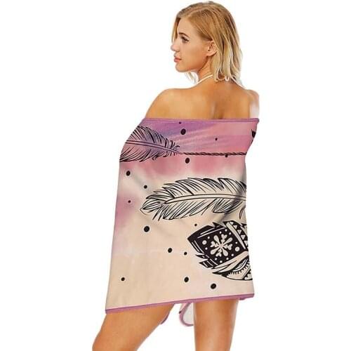 Feather Print Men And Women Bath Beach Towel For Adults Sport Yoga/Gym/Bath Towel Multi-purpose Polyester Yoga Mat Beach Towel