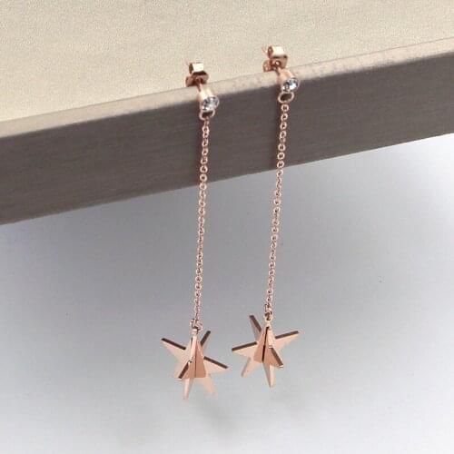 New Fashion Single Drill Hanging Spiked Thorn Long Section Earrings Rose Gold Fringe Earrings Women Jewelry