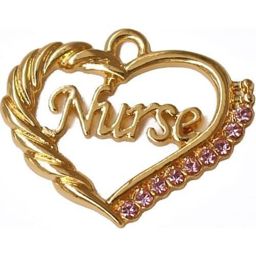 New design hollow heart-shaped carving NURSE metal pendant medical doctor nurse diy gift crystal jewelry accessories