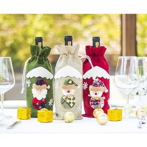 Christmas Wine Bottle Cover Merry Christmas Decor For Home 2021 Navidad Noel Christmas Ornaments Xmas Gift Happy New Year 2022