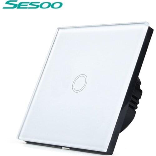 SESOO EU Standard Touch Switch, 1 Gang 1 Way,Wall Switch,Crystal Glass Panel ,AC 110-250V ,Smart Switch for Home Improvement