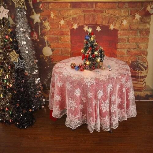 Christmas Table Cloth Cover White Vintage Lace Tablecloth Home Party Xmas Decor Personality Cozy For Wedding