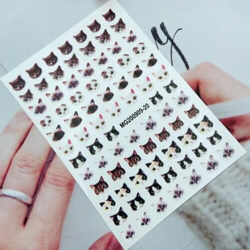 Japanese Style Fashion New Arrival Hot Selling Cats& Dogs Nail Stickers Embossment Fingernail Decals Manicure Women Girls Gifts