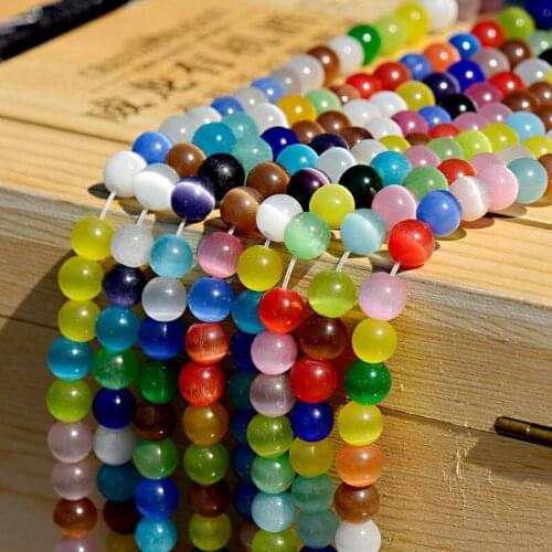 High Quality Multicolor Cat Eye Stone Beads Classic 8mm Round Loose Beads For Jewelry Making Opal Diy Charm Bracelets