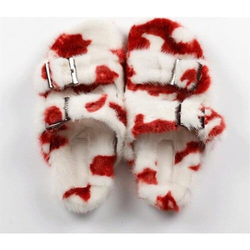 Women summer Shoe 2021 Mink Slides For Women Flat Shoes Mink Slippers Sandal Fur Slippers