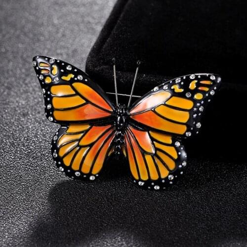 Luxury brand Orange Enamel Butterfly brooch pins For Women Party Gifts Hijab Accessory Mens Vintage Brooch Bouquet