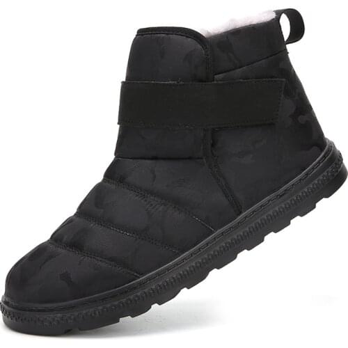 Winter Snow Boots High Top Waterproof Mens Boots Plus Velvet Warm Short Boots Womens Shoes 36-47 Size Velcro Cotton Shoes