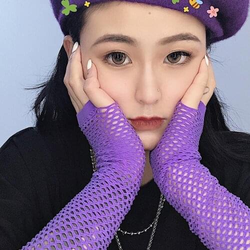 1 Pair Fishnet Fingerless Long Gloves Mesh Arm Cuff Dress Party For Women arm warmers armbands Arm Wraps rekawiczki bez palcow