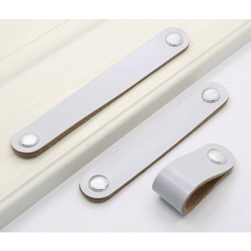 1PC Leather Dresser Handle Wardrobe Drawer Pulls Equipment Cabinet Kitchen Handle Door Knobs And Handles For Furniture
