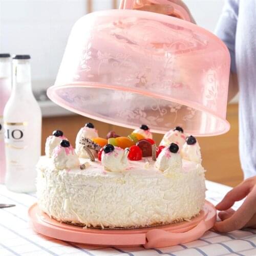 1pc Portable Cake Box Round Transparent Cake Holder Organizer Cake Carrier for Dessert Shop Bakery Home Kitchen Storage