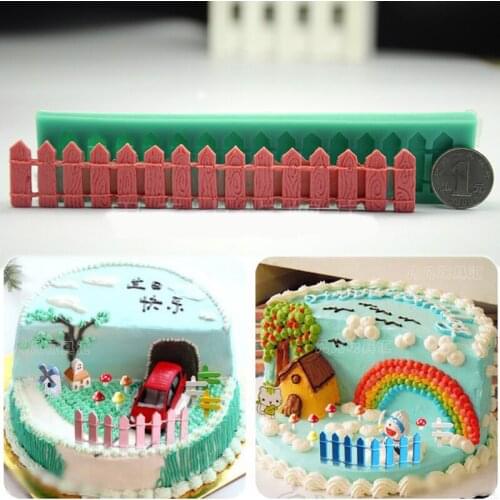 1pcs Silicone Mold Fairy Garden Fence Fondant Cake Decor Pastry macaron Cooking Tools Mould cozinha gateau Patisserie reposteria