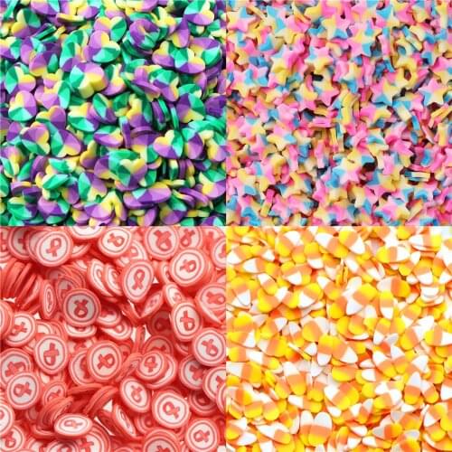 10packs Rainbow Color Polymer Clay Slices Heart Star Shape Manicure Nail Decoration Polymer Sprinkles For DIY Crafts