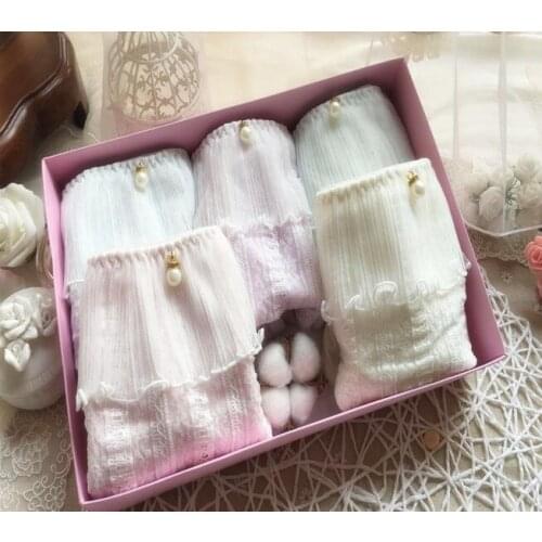 100% Real Photo M L XL Pearl Bow Lace Lolita Kawaii Princes Menstrual Sanitary Period Leak proof tampon Panties Underwear WP387