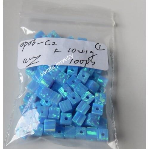 100pcs /lot 4mm Cube Fire Opal Beads Synthetic Cube & Square Opal Beads for Necklace & Bracelet