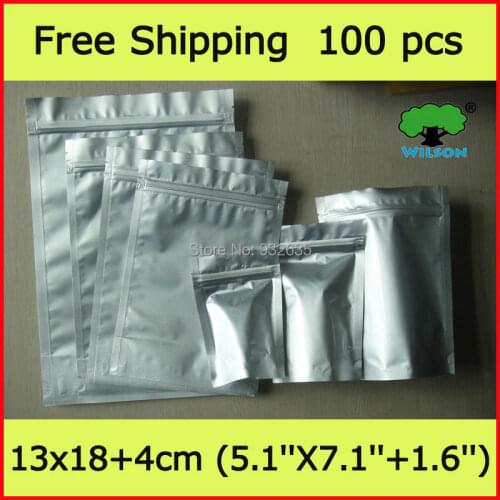 13x18+4cm (5.1''X7.1''+1.6'') 100 -1000 PCS 4.3 mils aluminum foil stand up zip lock mylar bag for food