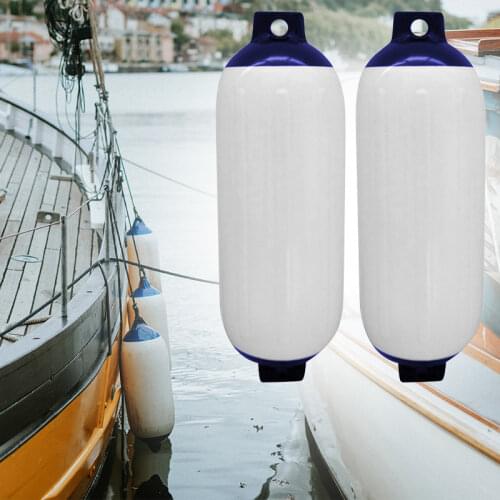 2 Pcs Inflatable Boat Fender Cover, 4.5 x 15.5 inch, PVC Bumper Dock Shield Protection White&Blue