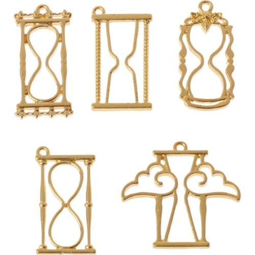 5Pcs Time Hourglasses UV Resin Blank Frame Pendant Bezel Cabochon Jewelry Making 2019 Gifts