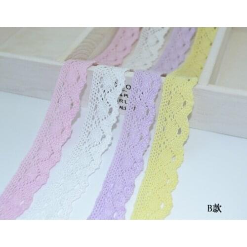Free Shipping 28mm Pink White Purple Yellow Garment DIY Cotton Lace Lacework 20yards/lot