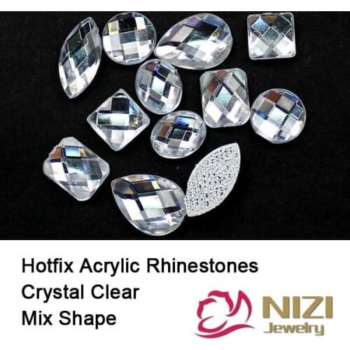 Glitter Acrylic Hotfix Flat Back Iron On Strass Crystal Clear DIY Rhinestones For Nails 3D Nail Art Glitter Stones Decorations