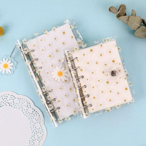 Cute Little Daisy Notebook A6/A7 Transparent 6 Rings Binder File Folder Loose Leaf Ring Binder Kawaii School Office Supplies